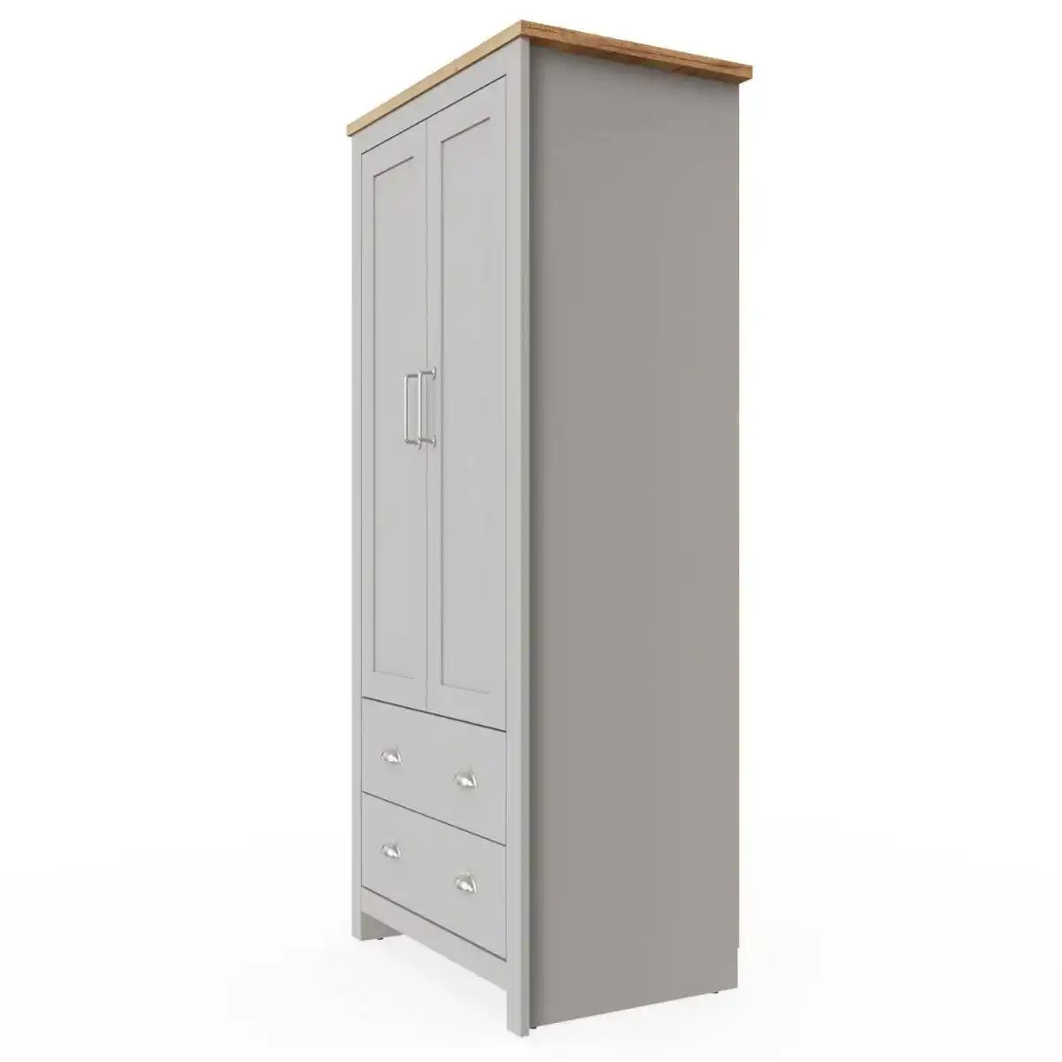 Lisbon 2 door 2 drawer wardrobe in grey & oak by TAD - Price Crash Furniture