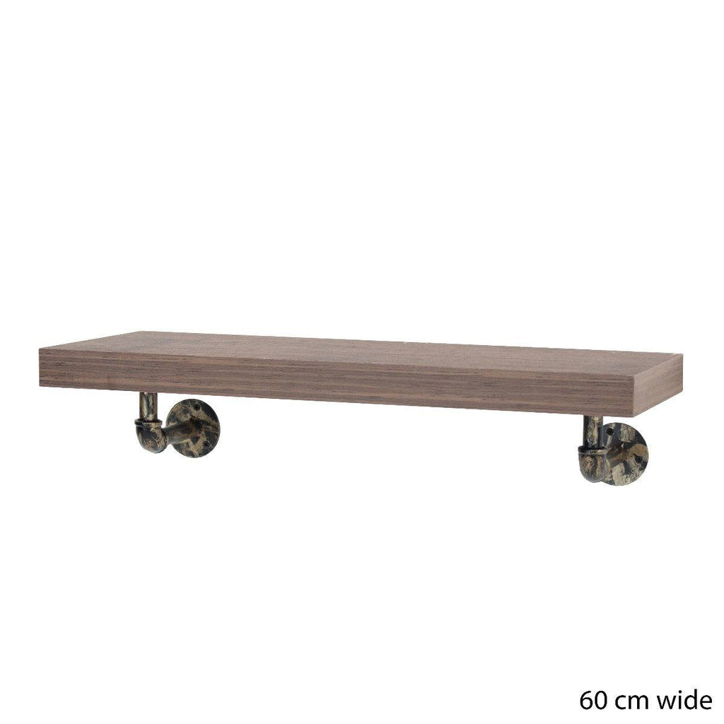 Loft 60cm Wall Shelf with Pipe Design Brackets by Core - Price Crash Furniture