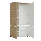 Luci 4 Door Tall Wide Cupboard Wardrobe Unit (including LED lighting) in Platinum and Oak - Price Crash Furniture