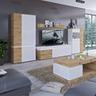 Luci 4 Door Tall Wide Cupboard Wardrobe Unit (including LED lighting) in Platinum and Oak - Price Crash Furniture