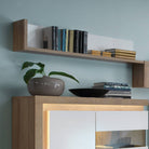 Lyon 120cm Wall Shelf In Riviera Oak/White High Gloss - Price Crash Furniture