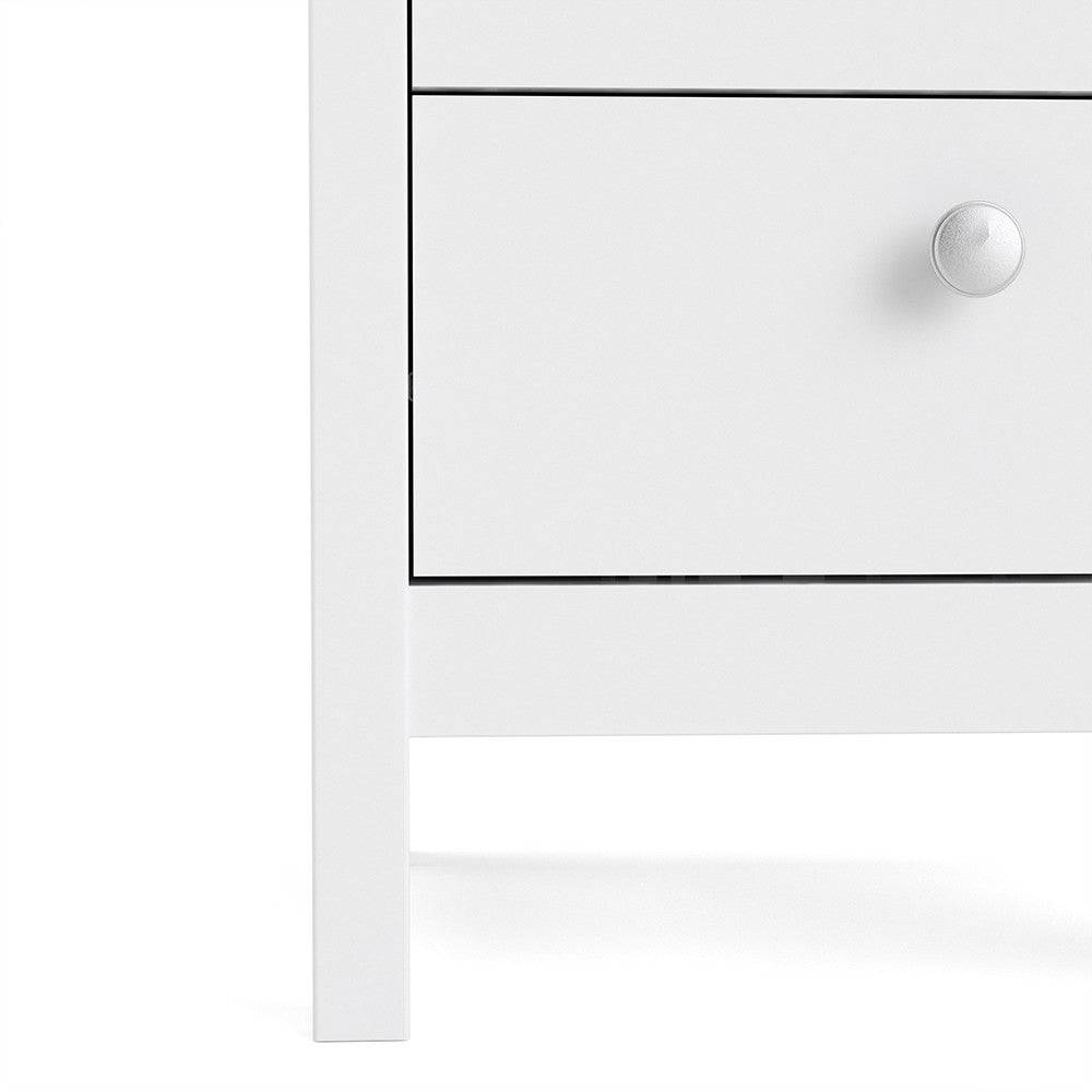 Madrid Bedside Table Cabinet 2 Drawers in White - Price Crash Furniture