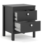 Madrid Bedside Table Cabinet with 2 Drawers in Matt Black - Price Crash Furniture