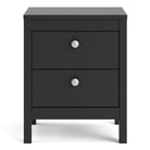 Madrid Bedside Table Cabinet with 2 Drawers in Matt Black - Price Crash Furniture