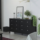 Madrid Large Wide (4+4) 8 Drawer Chest of Drawers in Black - Price Crash Furniture