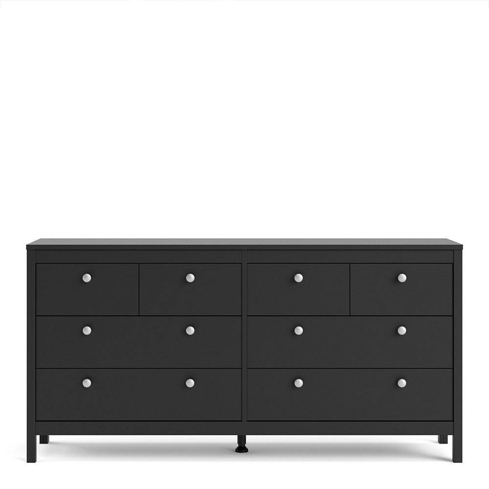 Madrid Large Wide (4+4) 8 Drawer Chest of Drawers in Black - Price Crash Furniture