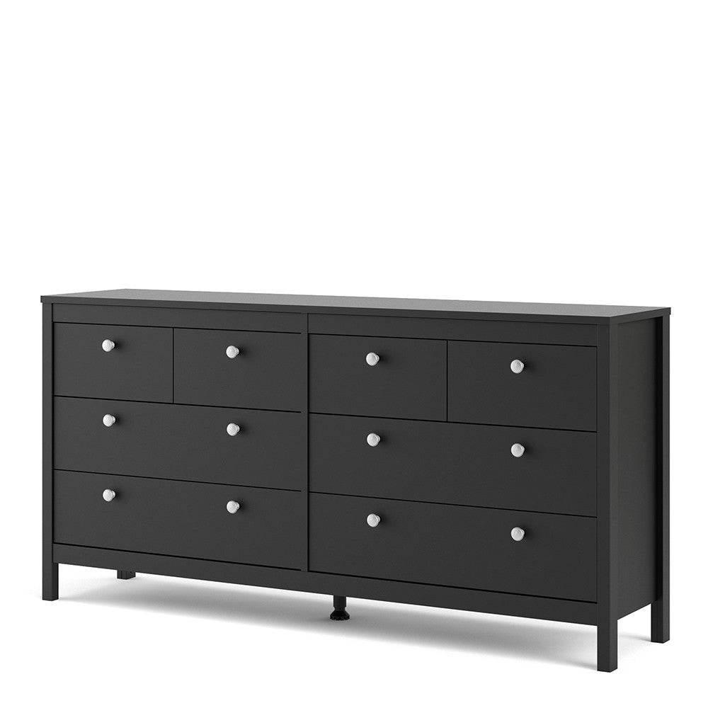 Madrid Large Wide (4+4) 8 Drawer Chest of Drawers in Black - Price Crash Furniture