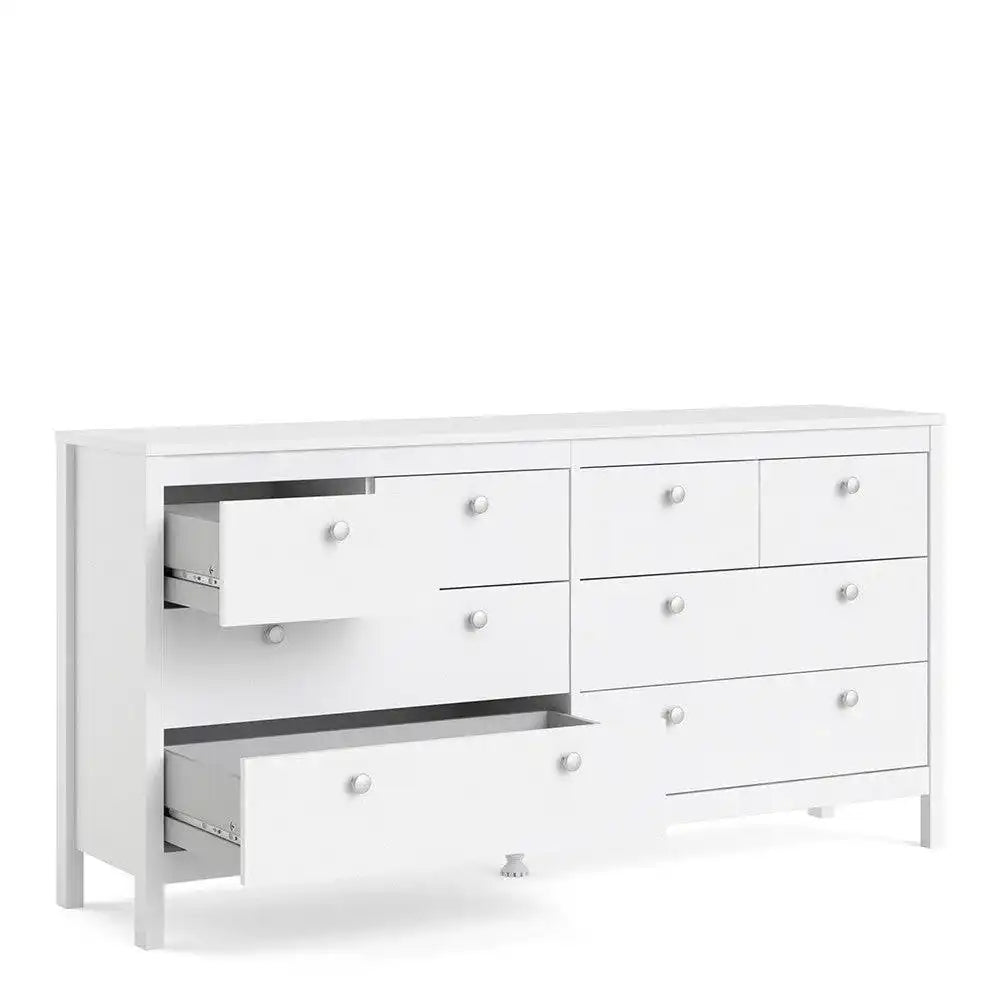Madrid Large Wide (4+4) 8 Drawer Chest of Drawers in White - Price Crash Furniture