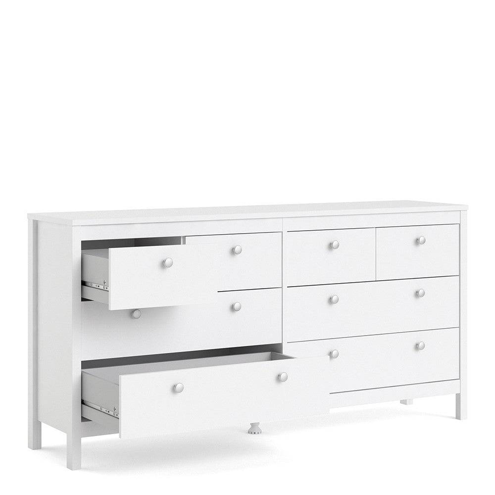 Madrid Large Wide (4+4) 8 Drawer Chest of Drawers in White - Price Crash Furniture