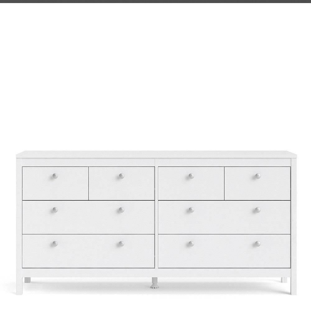 Madrid Large Wide (4+4) 8 Drawer Chest of Drawers in White - Price Crash Furniture