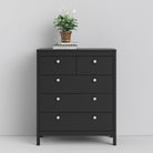 Madrid Shaker Style (3+2) 5 Drawer Chest of Drawers Unit in Matt Black - Price Crash Furniture