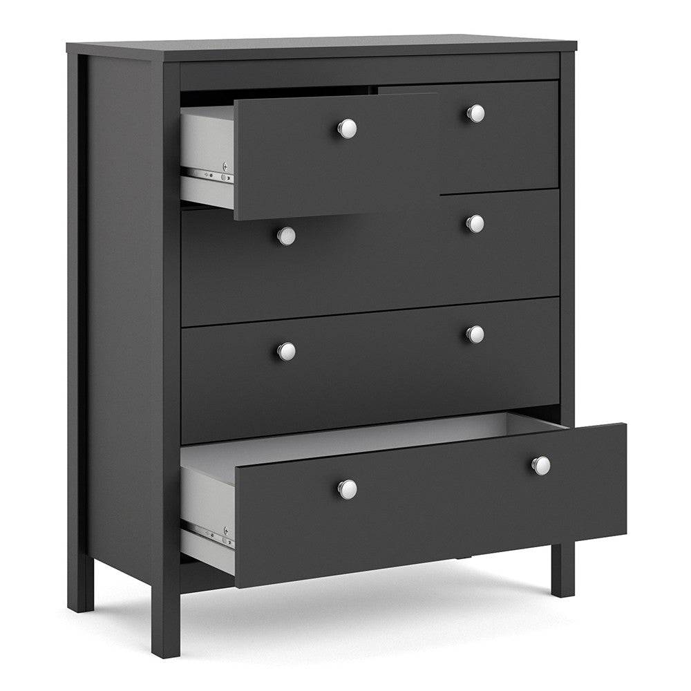 Madrid Shaker Style (3+2) 5 Drawer Chest of Drawers Unit in Matt Black - Price Crash Furniture