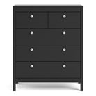 Madrid Shaker Style (3+2) 5 Drawer Chest of Drawers Unit in Matt Black - Price Crash Furniture