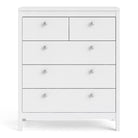 Madrid Shaker Style 3+2 5 Drawer Chest of Drawers Unit in White - Price Crash Furniture