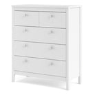 Madrid Shaker Style 3+2 5 Drawer Chest of Drawers Unit in White - Price Crash Furniture