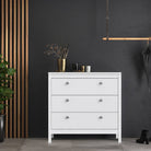 Madrid Shaker Style 3 Drawer Chest of Drawers Unit in White - Price Crash Furniture