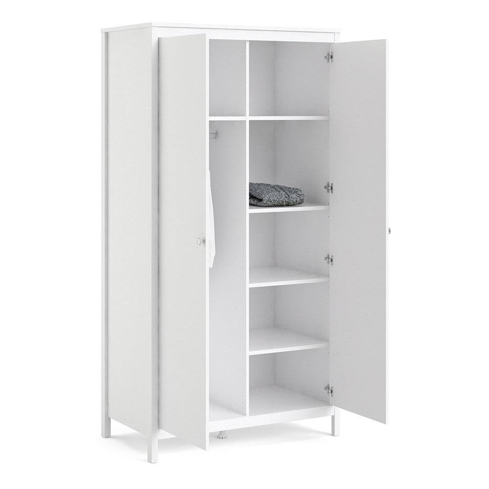 Madrid Tall Wardrobe with 2 Doors in White - Price Crash Furniture