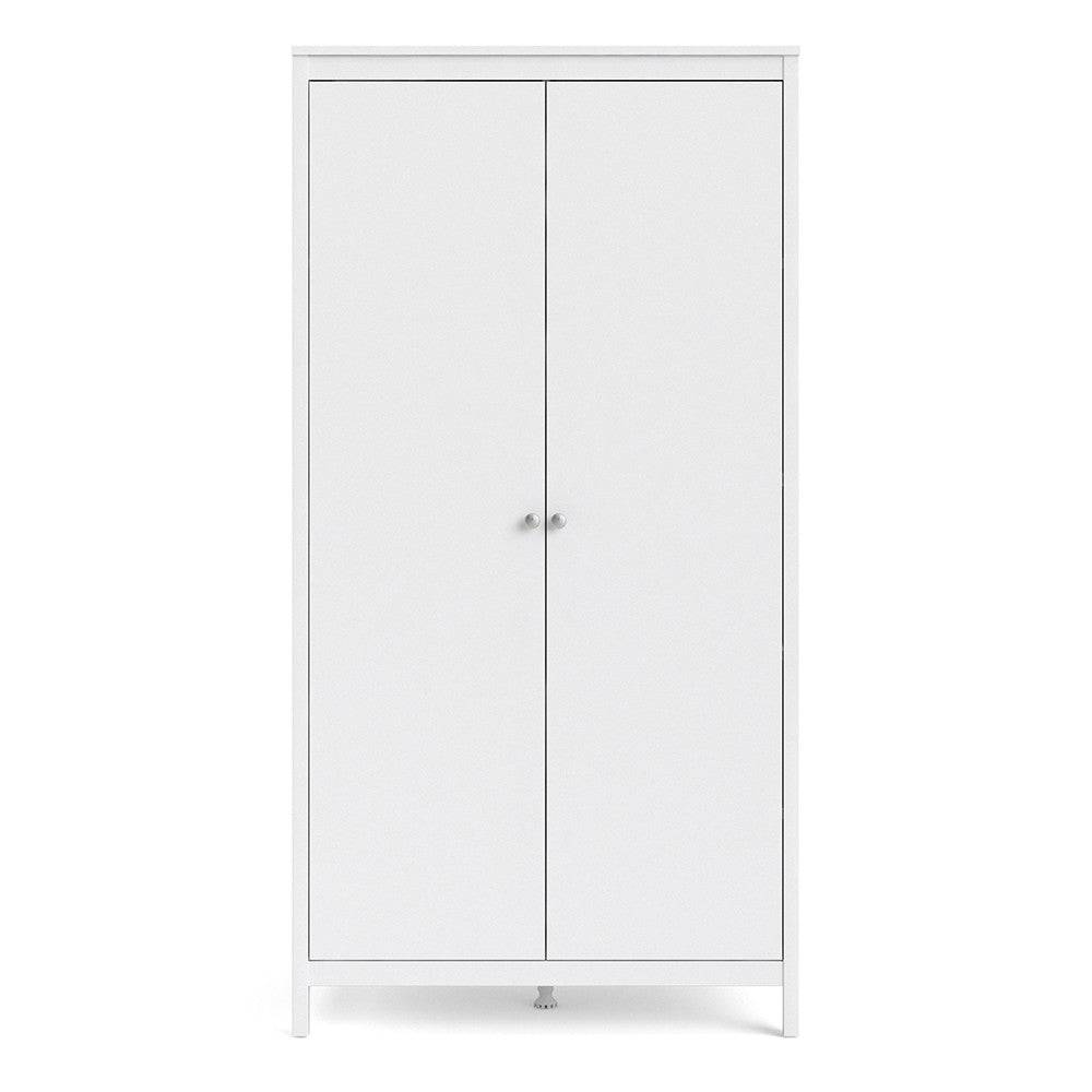 Madrid Tall Wardrobe with 2 Doors in White - Price Crash Furniture