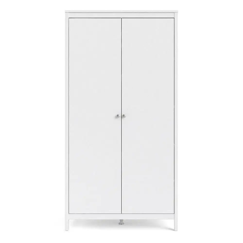 Madrid Tall Wardrobe with 2 Doors in White - Price Crash Furniture