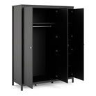 Madrid Tall Wide Wardrobe with 3 Doors in Matt Black - Price Crash Furniture