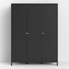 Madrid Tall Wide Wardrobe with 3 Doors in Matt Black - Price Crash Furniture