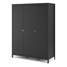 Madrid Tall Wide Wardrobe with 3 Doors in Matt Black - Price Crash Furniture