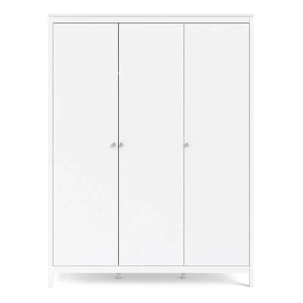 Madrid Tall Wide Wardrobe With 3 Doors in White - Price Crash Furniture