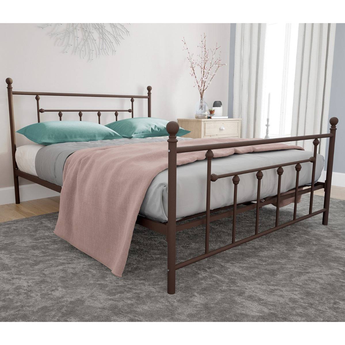 Manila UK Double Bed (USA Full Size) in Bronze Metal by Dorel - Price Crash Furniture