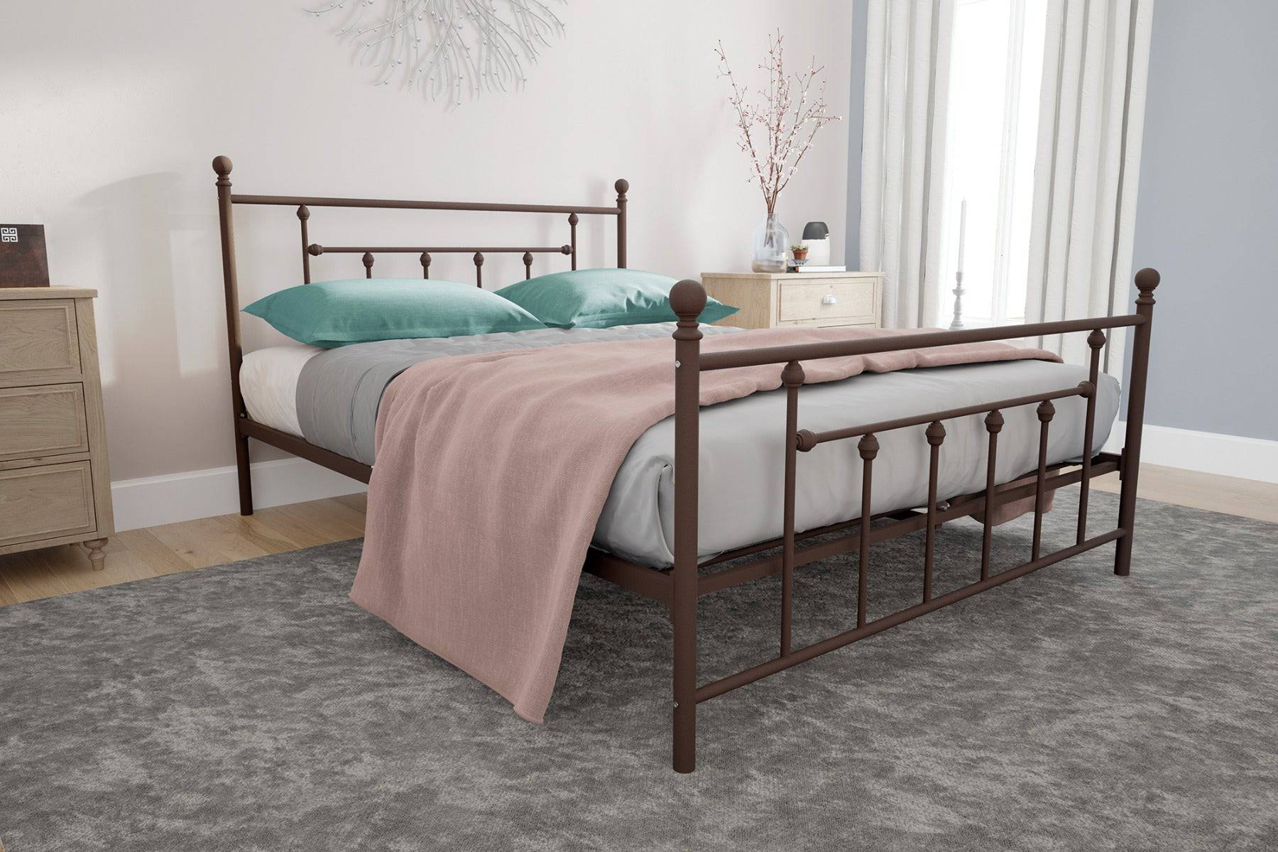 Manila UK Double Bed (USA Full Size) in Bronze Metal by Dorel - Price Crash Furniture