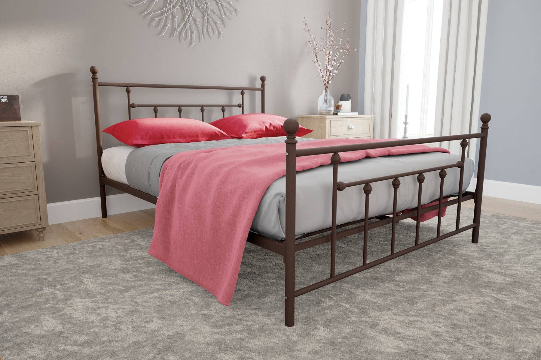 Manila UK Double Bed (USA Full Size) in Bronze Metal by Dorel - Price Crash Furniture