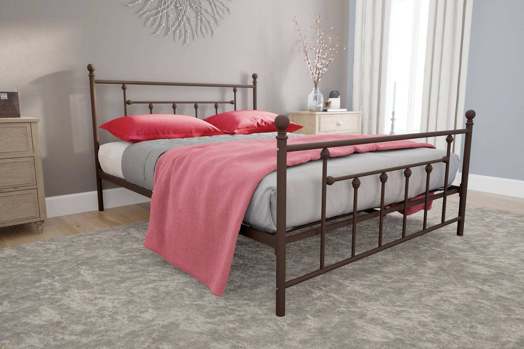 Manila UK Double Bed (USA Full Size) in Bronze Metal by Dorel - Price Crash Furniture