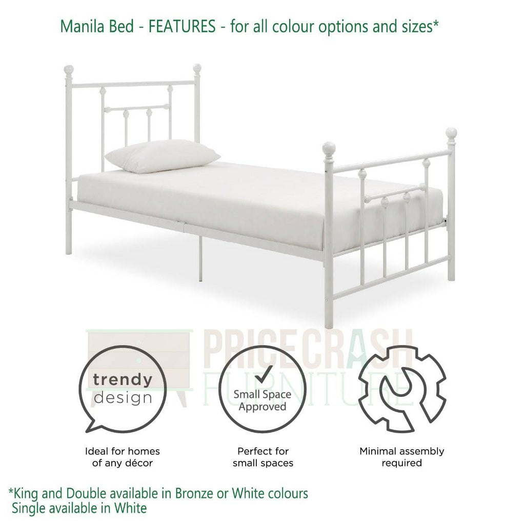 Manila UK King Size Bed (USA Queen Size) in Bronze Metal by Dorel - Price Crash Furniture
