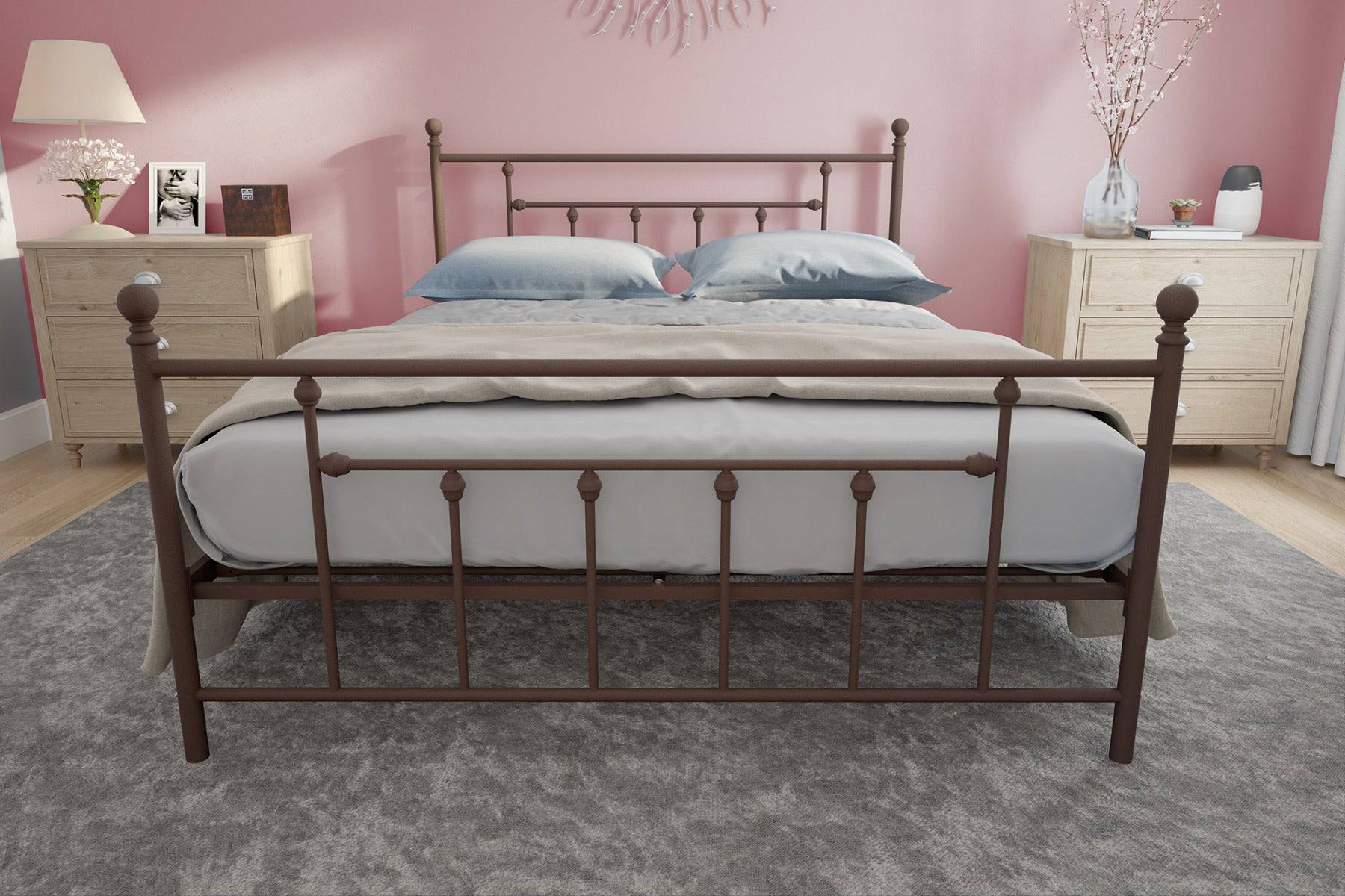 Manila UK King Size Bed (USA Queen Size) in Bronze Metal by Dorel - Price Crash Furniture