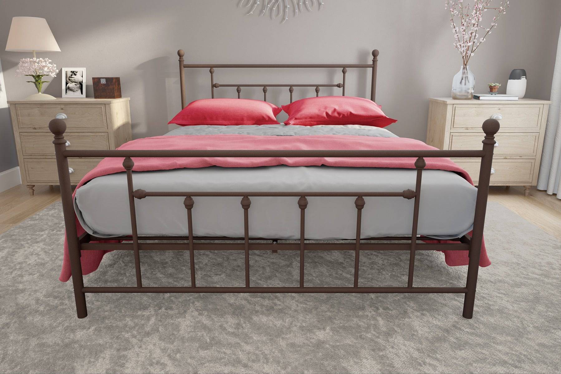 Manila UK King Size Bed (USA Queen Size) in Bronze Metal by Dorel - Price Crash Furniture