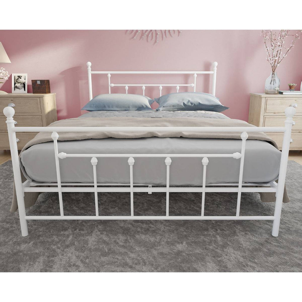 Manila UK King Size Bed (USA Queen Size) in White Metal by Dorel - Price Crash Furniture