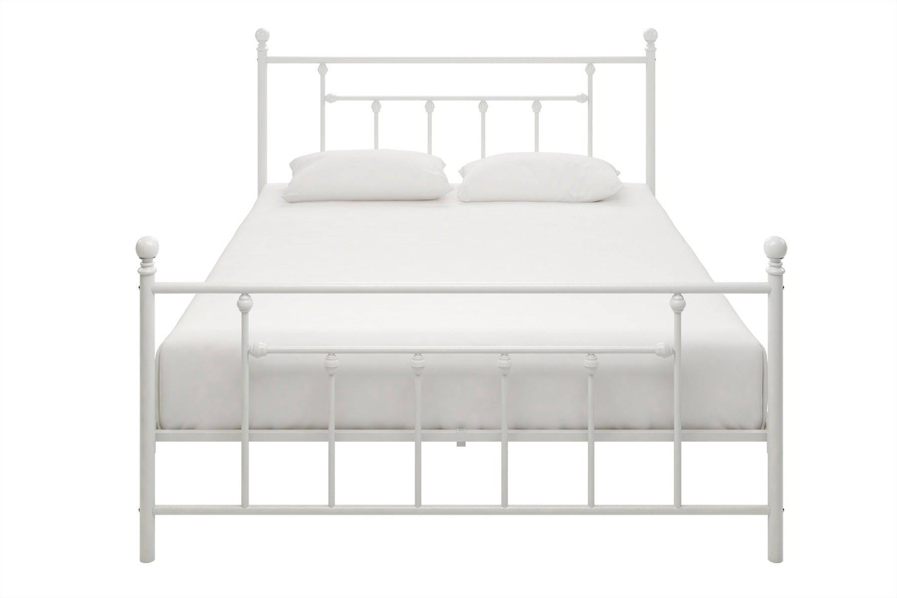 Manila UK King Size Bed (USA Queen Size) in White Metal by Dorel - Price Crash Furniture