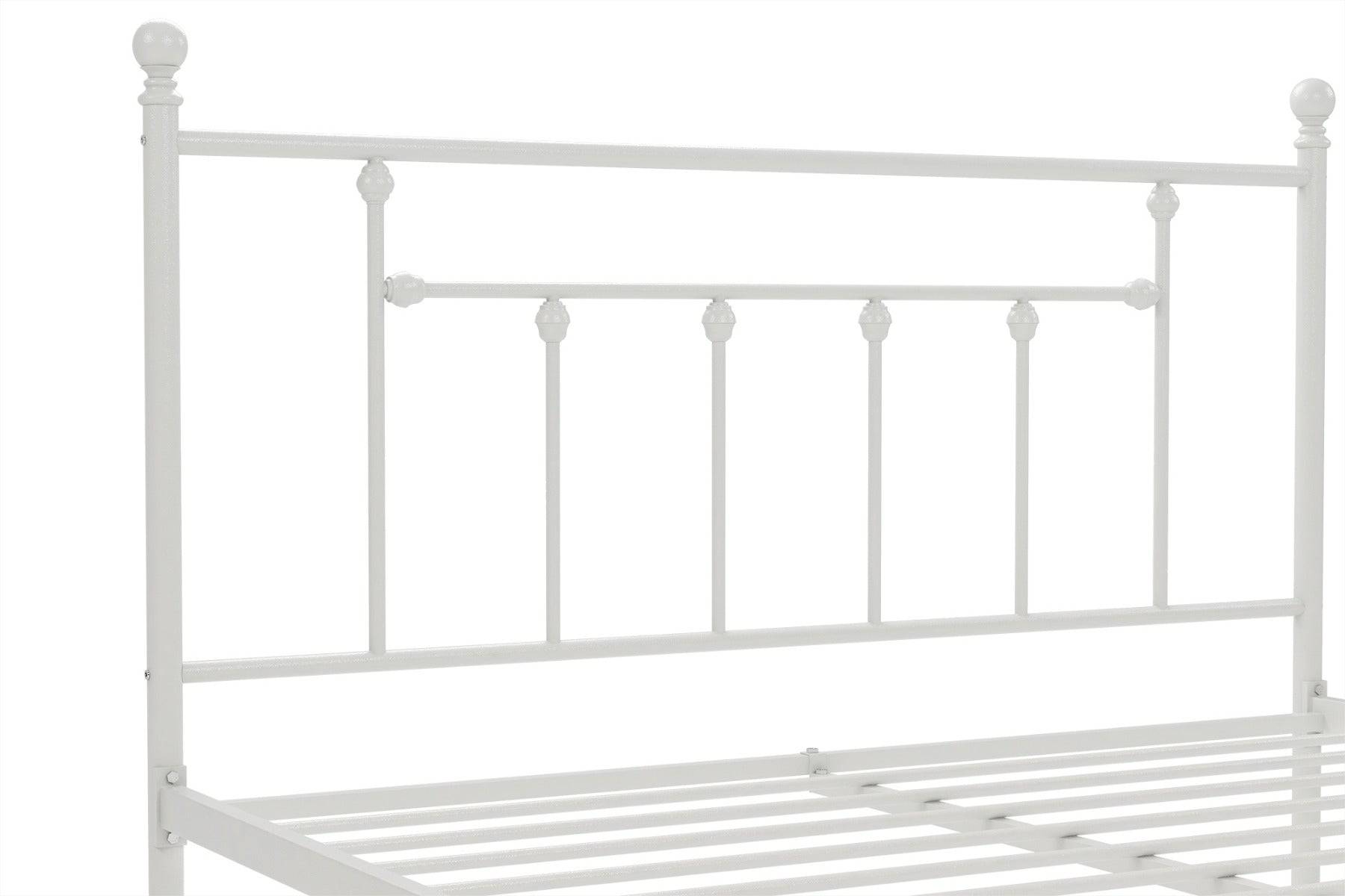 Manila UK King Size Bed (USA Queen Size) in White Metal by Dorel - Price Crash Furniture