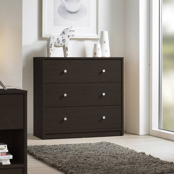 May 3 Drawer Chest of Drawers In Black - Price Crash Furniture