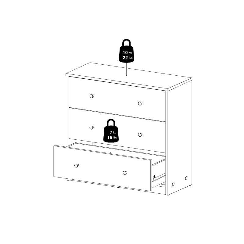 May 3 Drawer Chest of Drawers In Black - Price Crash Furniture