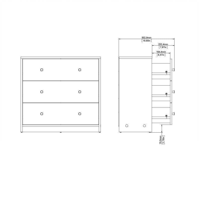 May 3 Drawer Chest of Drawers in Grey - Price Crash Furniture
