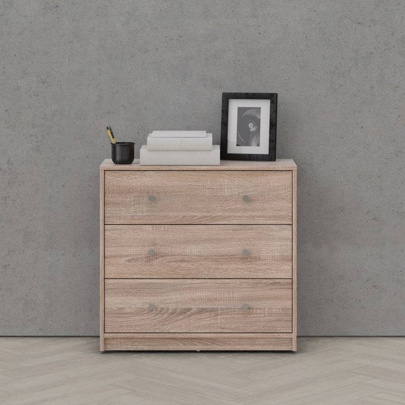 May 3 Drawer Chest of Drawers in Truffle Oak Effect - Price Crash Furniture