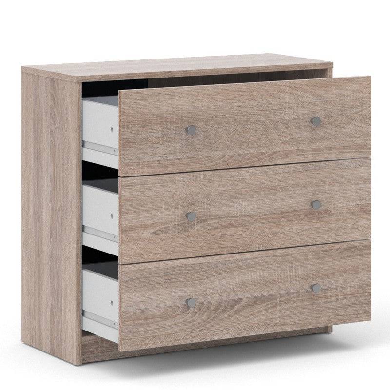 May 3 Drawer Chest of Drawers in Truffle Oak Effect - Price Crash Furniture