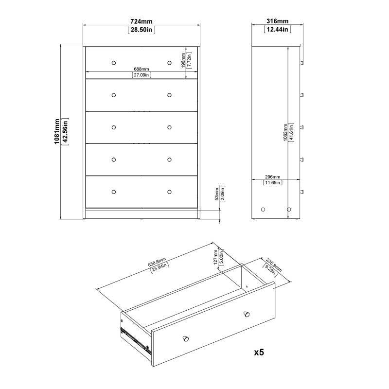 May 3 Drawer Chest of Drawers in White - Price Crash Furniture