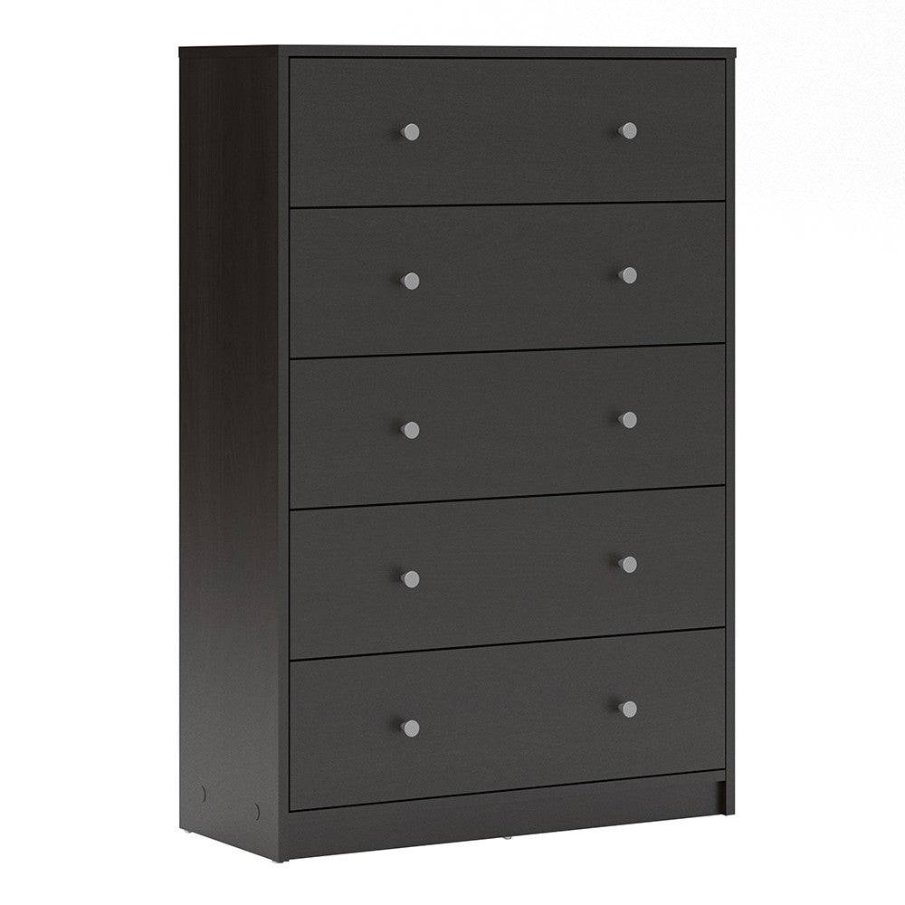 May 5 Drawer Chest of Drawers in Black - Price Crash Furniture