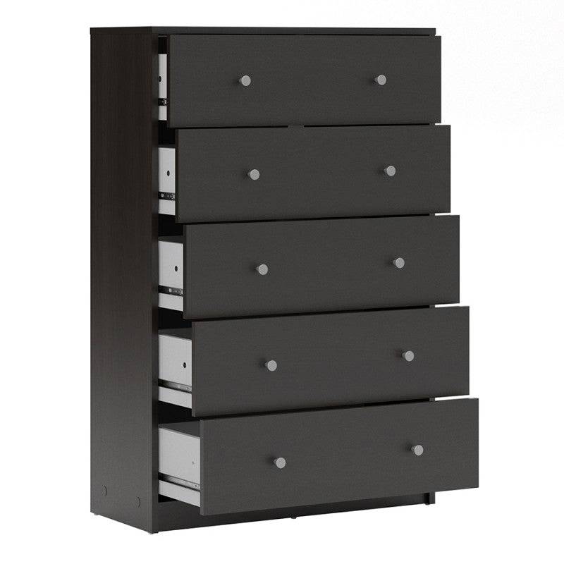 May 5 Drawer Chest of Drawers in Black - Price Crash Furniture