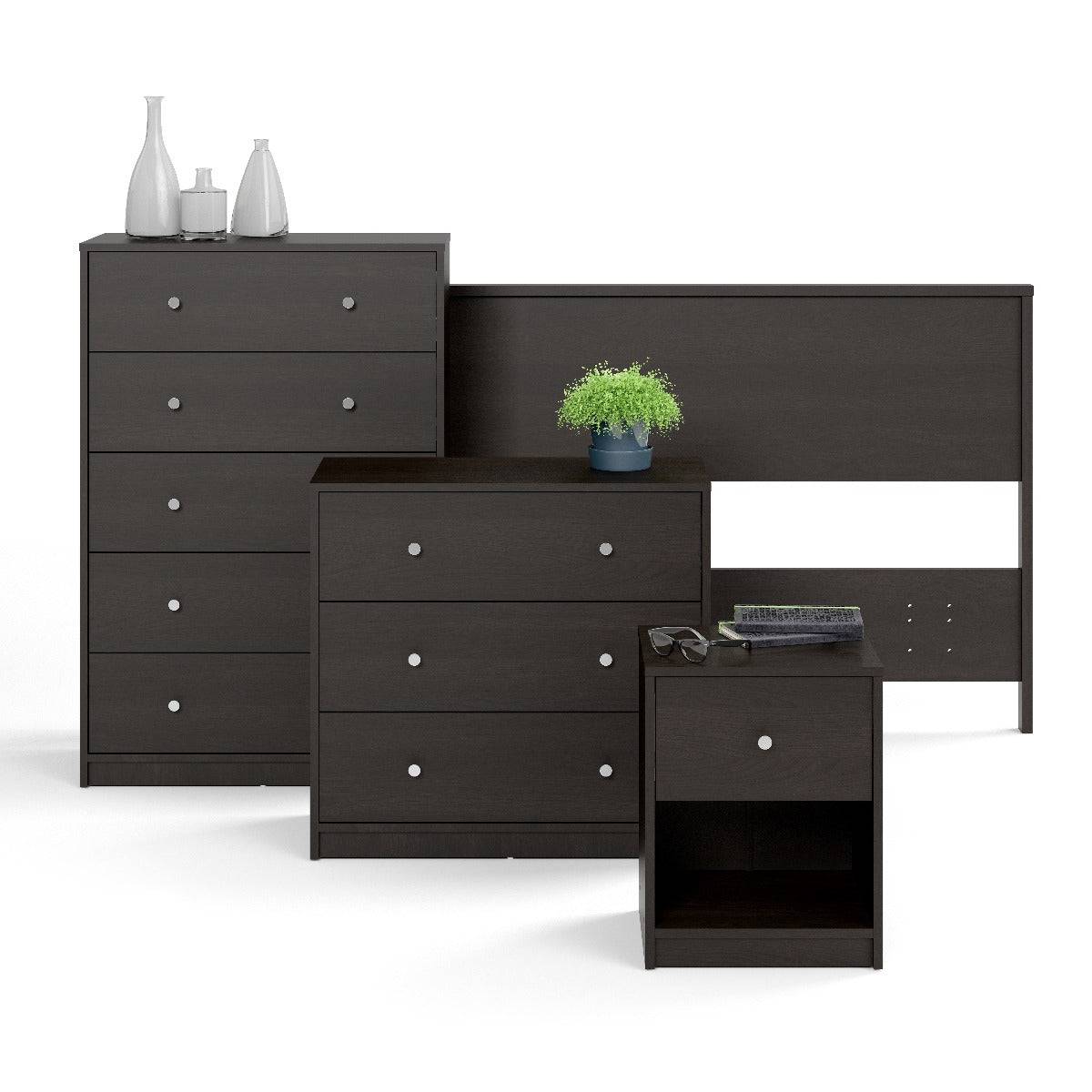 May 5 Drawer Chest of Drawers in Black - Price Crash Furniture