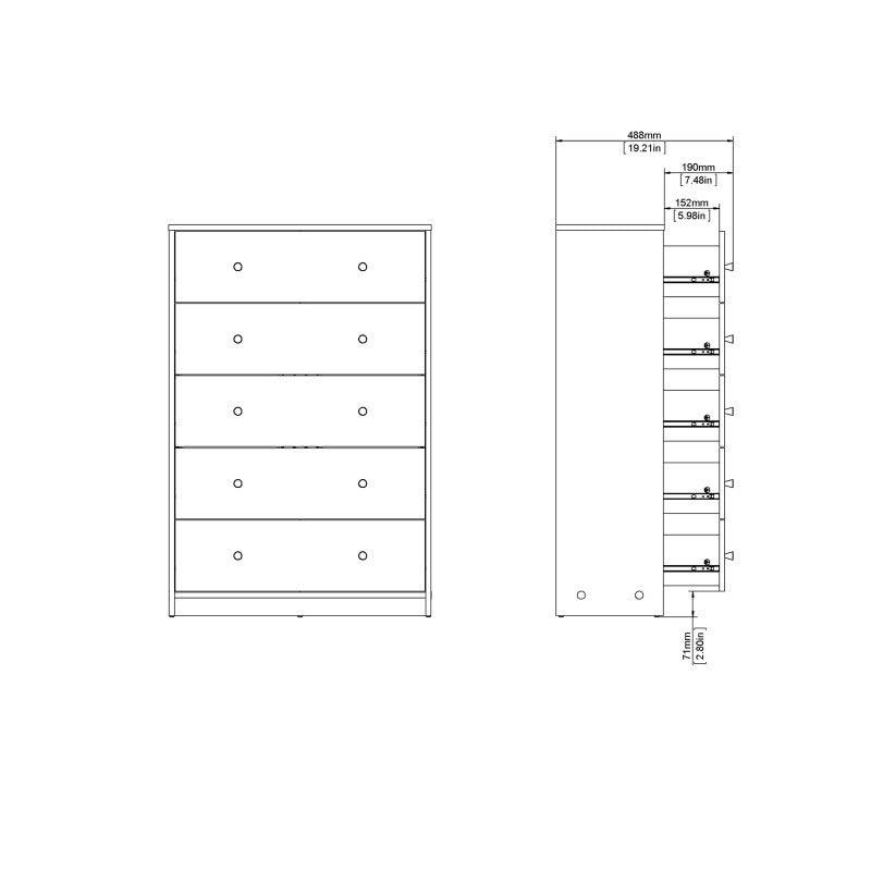 May 5 Drawer Chest of Drawers in Coffee - Price Crash Furniture