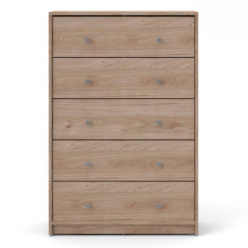May 5 Drawer Chest of Drawers in Jackson Hickory Oak - Price Crash Furniture