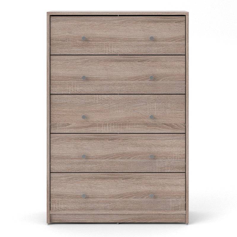 May 5 Drawer Chest of Drawers in Truffle Oak Effect - Price Crash Furniture