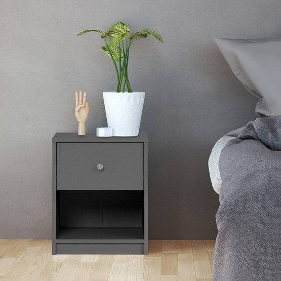 May Bedside Cabinet with 1 Drawer in Coffee - Price Crash Furniture